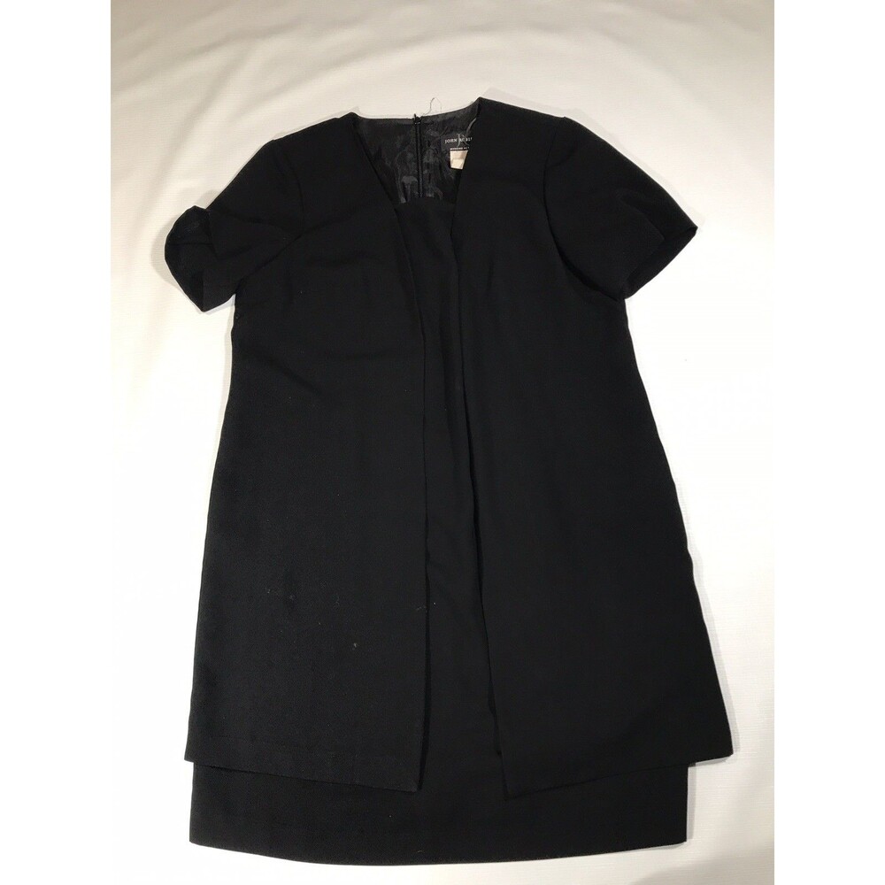 John Roberts Short Sleeve Square Neck Stretch Sheath Black Midi Dress Sz 16w P